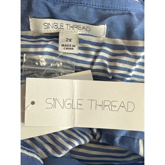 Single Thread Blue Striped Sleeveless Split Short Shift Dres Plus Women's 2X NWT - Picture 11 of 11